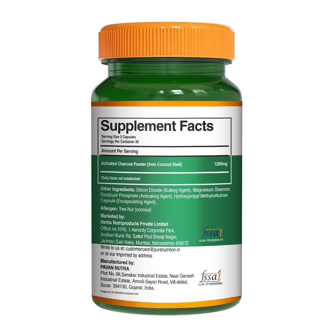 Activated Charcoal 1200mg | Coconut Shell Derived | Gut & Detox Support