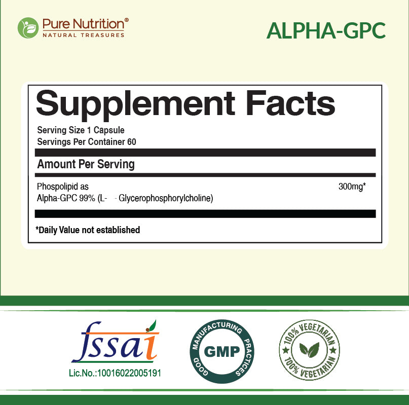 Alpha-GPC 300mg Capsules Brain Function, Focus & Mental Clarity | 60 Capsules