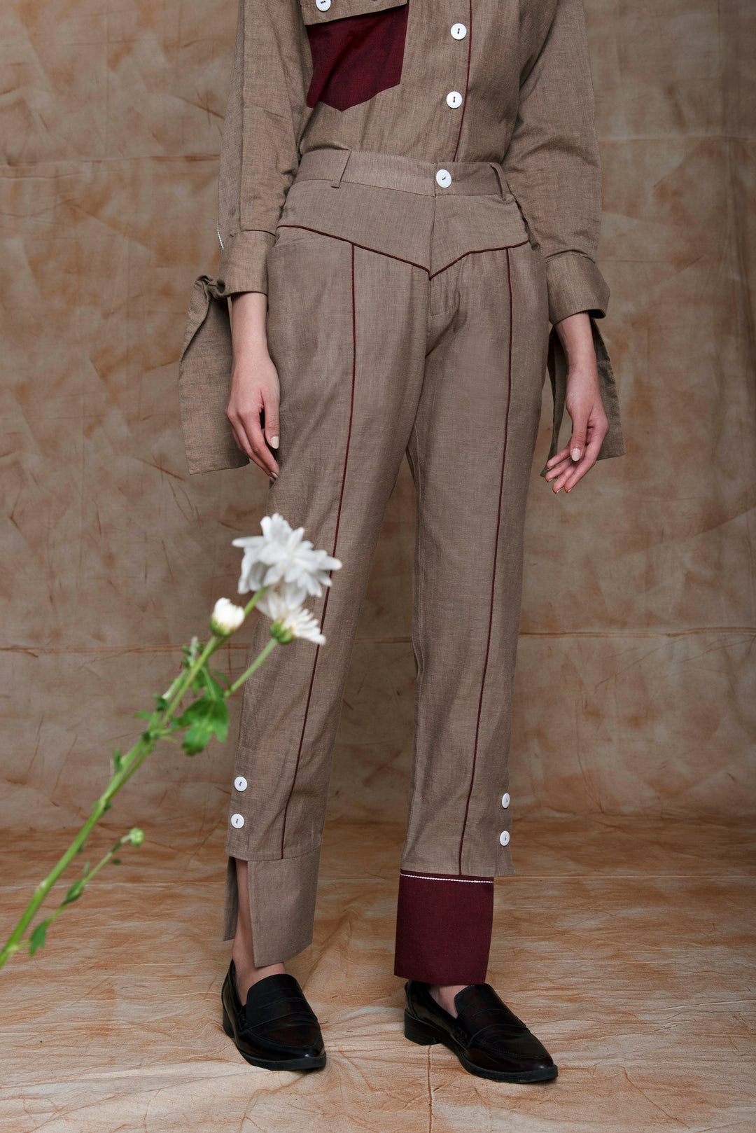 Anushe Pirani Color Block Cuff Pants