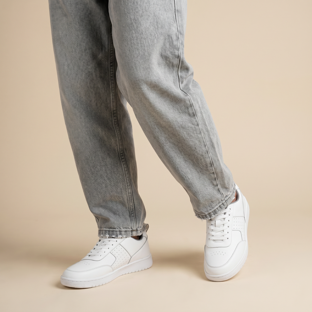 Ace White Perforated Sneakers