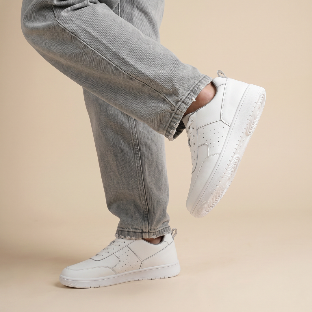 Ace White Perforated Sneakers