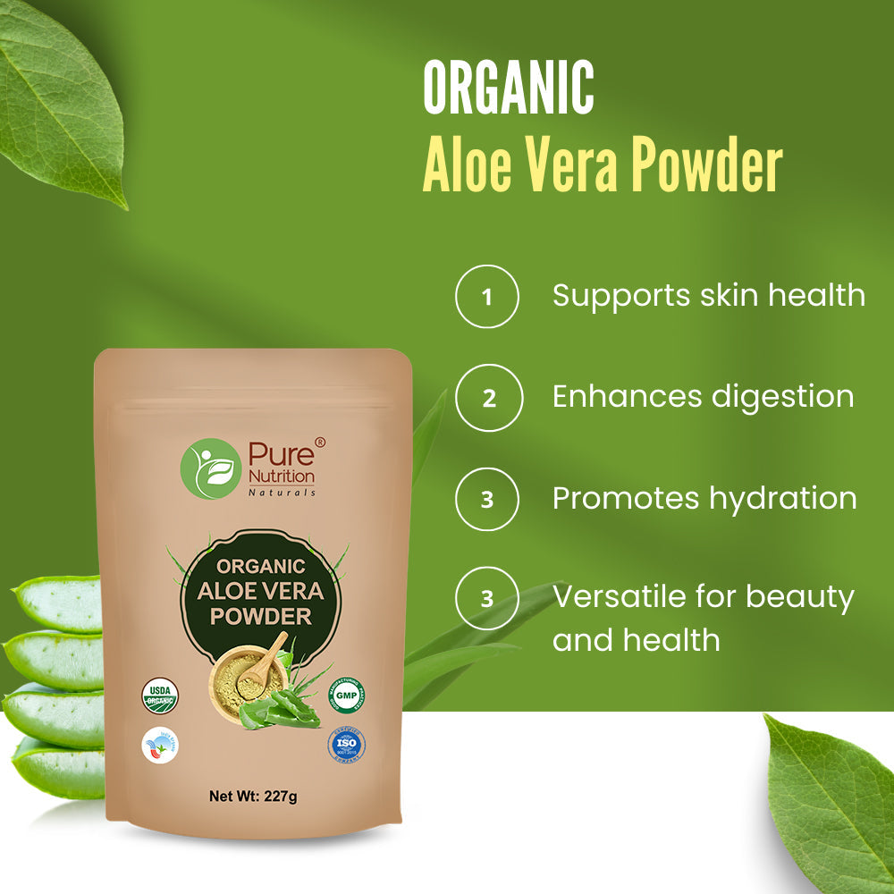Pure Nutrition Organic Aloe Vera Powder - 227g | For Skin Health, Digestion & Hydration