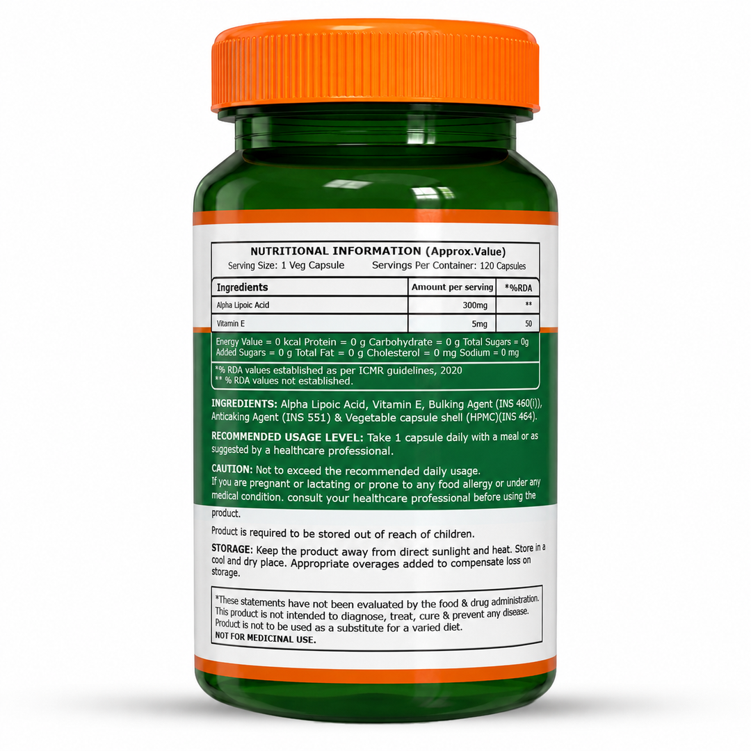 Alpha Lipoic Acid (ALA) 300 mg with Vitamin E | 120 Veg Tablets