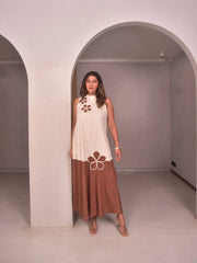 WhySoBlue Amara & Tan Applique Dress