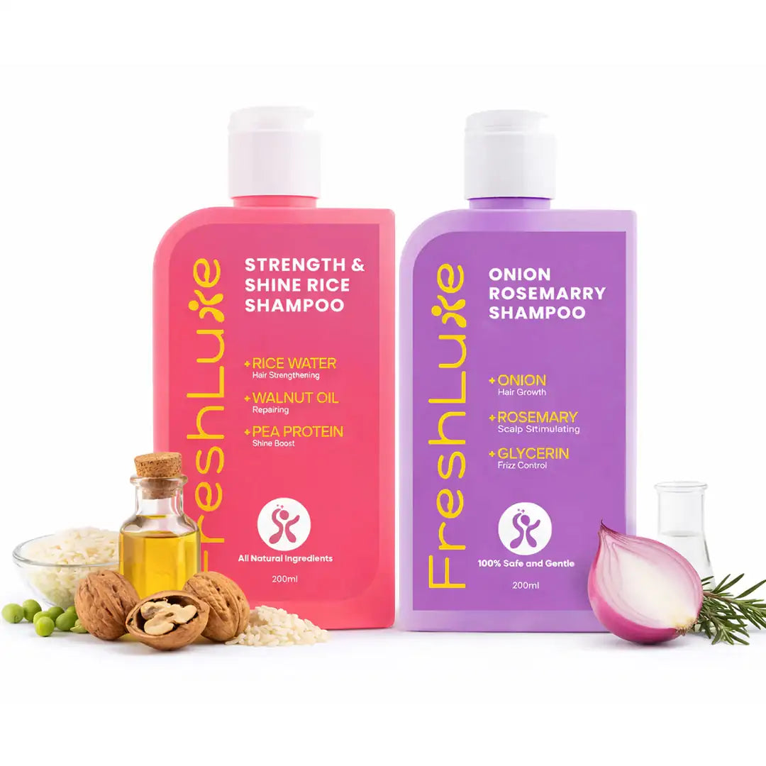 FreshLuxe Anti-Hairfall & Strengthening Combo | Rice Water & Onion Rosemary 200ml