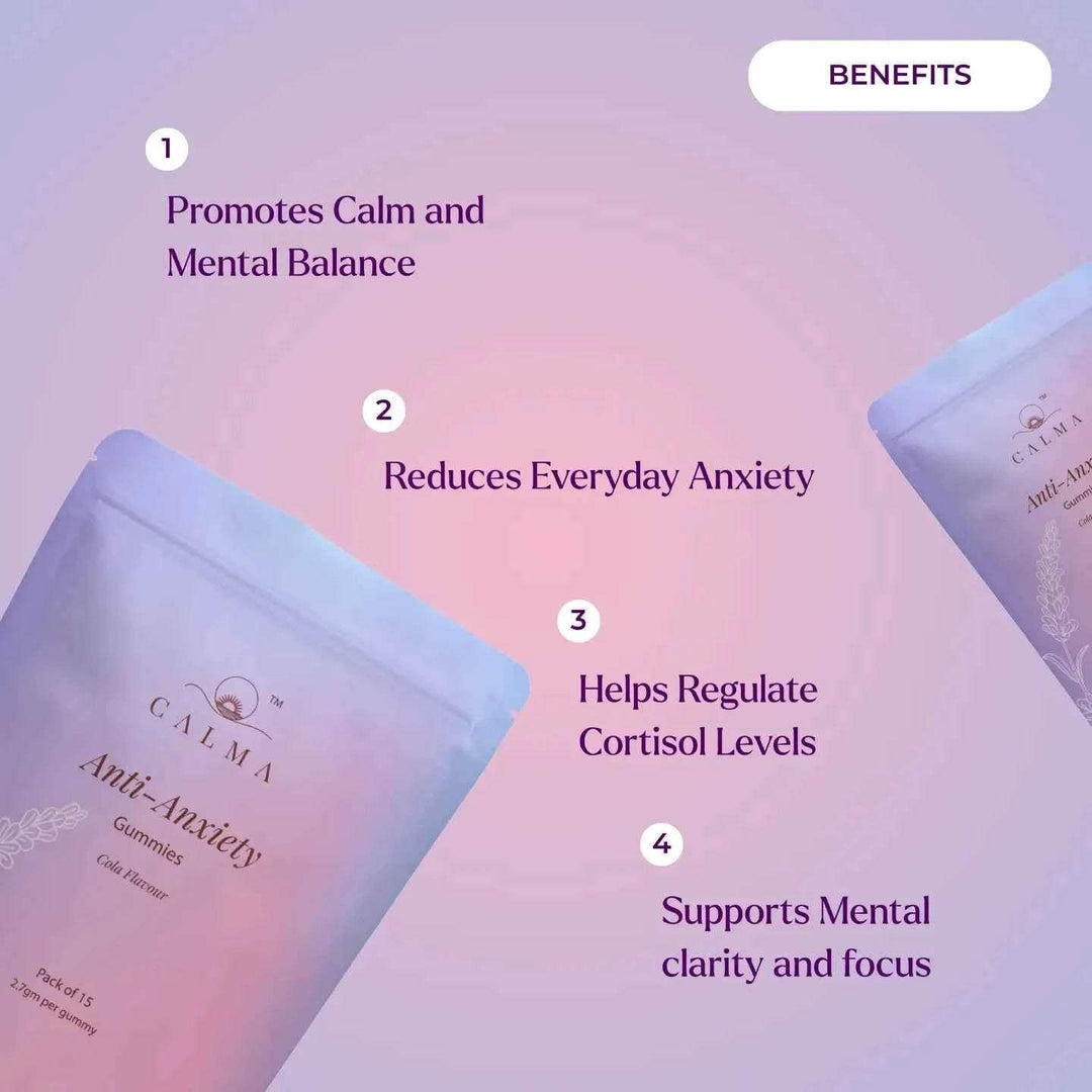 Calma Anti-Anxiety Gummies | Doctor-Prescribed Vijaya Extract, Ashwagandha, Brahmi & Shankhpushpi for Stress & Anxiety Relief | Non-Habit Forming | 90mg | Cola Flavour