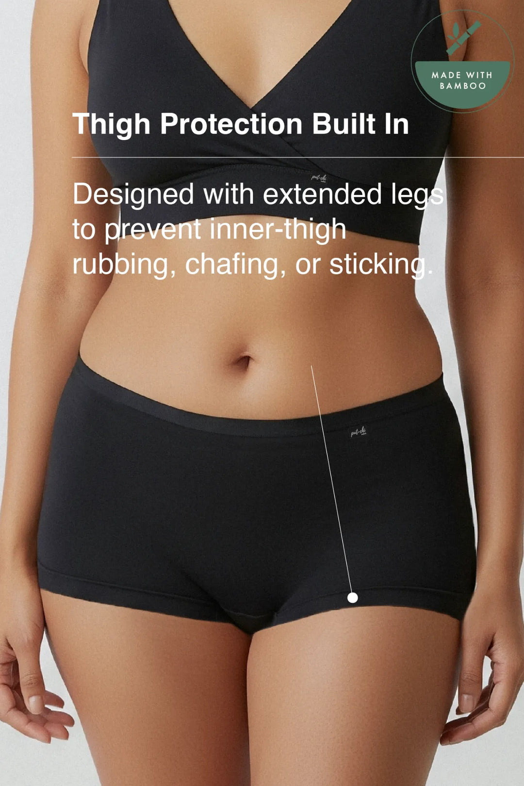 Anti Thigh-Rub Bamboo Boy Shorts - Jet Black