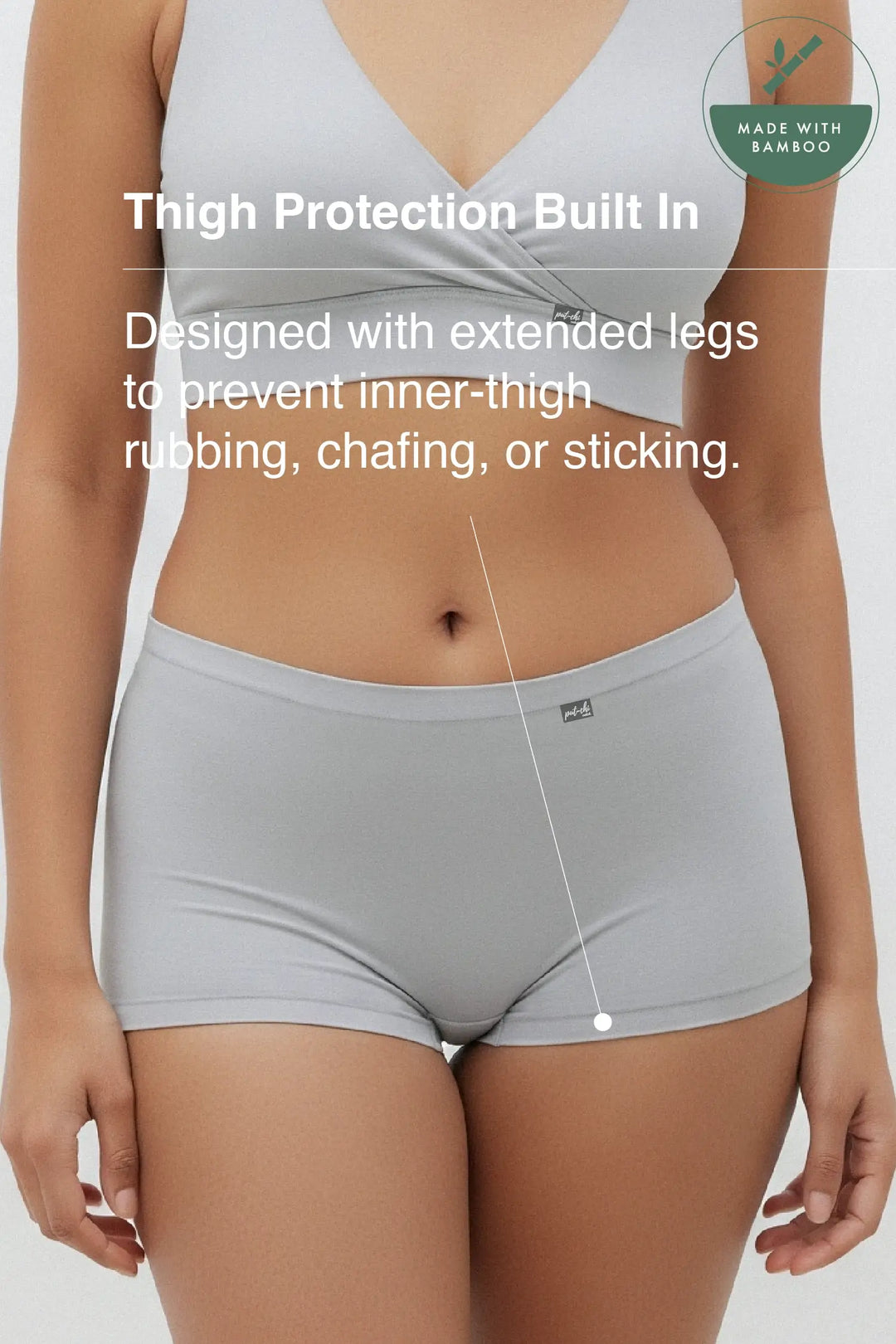 Anti Thigh-Rub Bamboo Boy Shorts - Limestone Grey