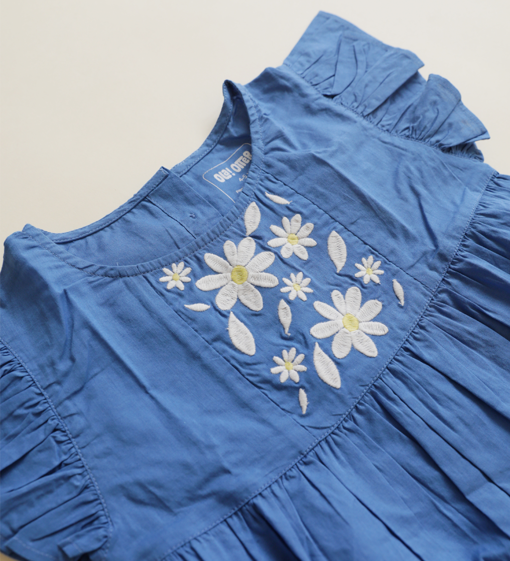 Ola! Otter Flutter Sleeve Embroidered Dress