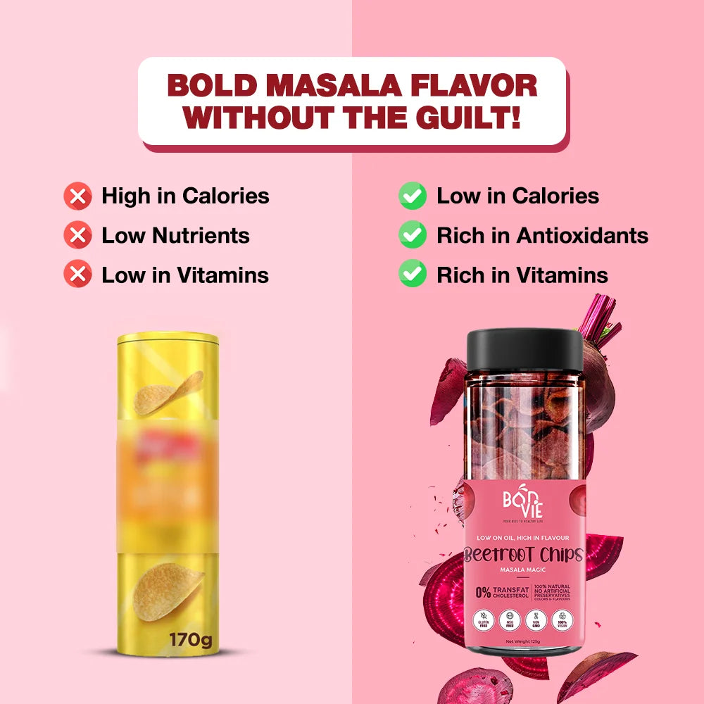 Bonvie Beetroot Chips - Masala 125 grams