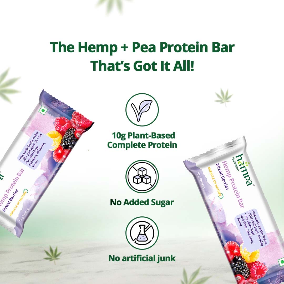 Hampa Wellness Protein Bar 50g - Mixed Berries - Pack of 3