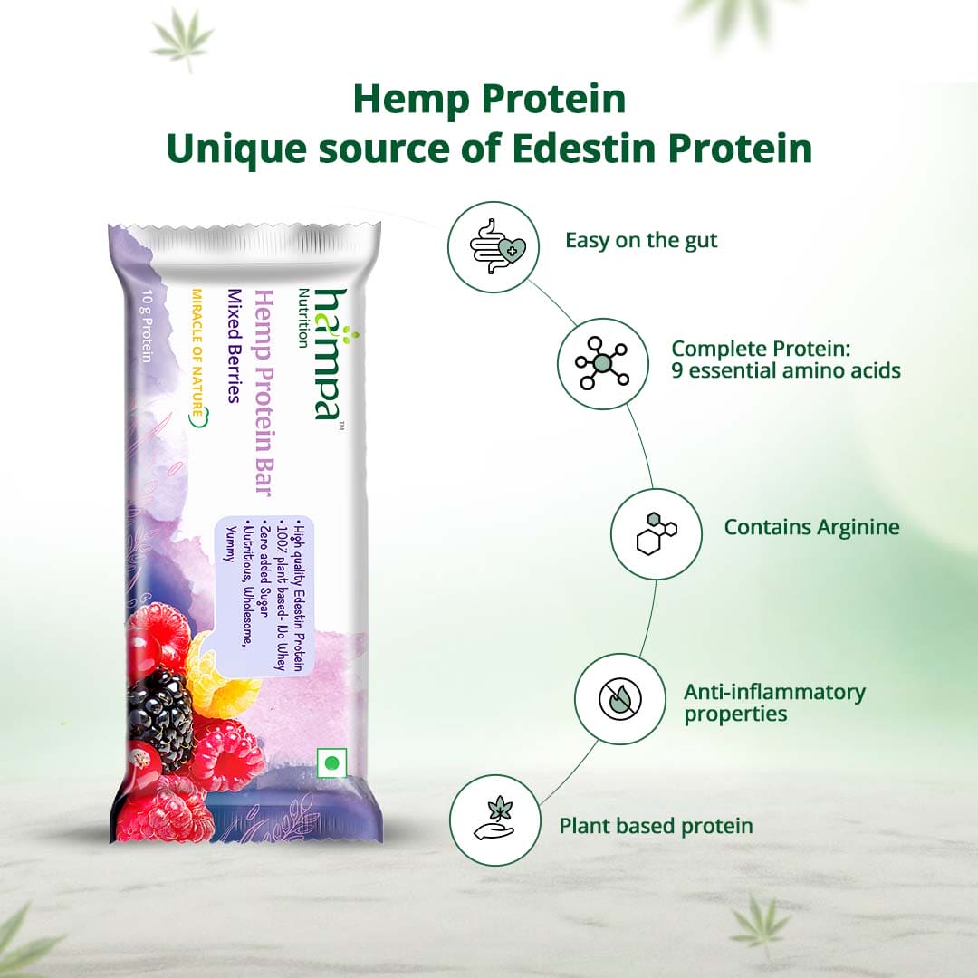 Hampa Wellness Protein Bar 50g - Mixed Berries - Pack of 3