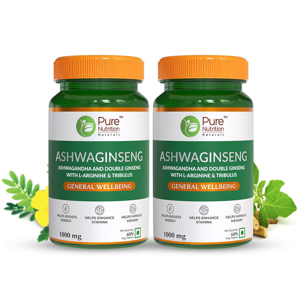 Ashwaginseng 60 Tabs  Energy & Improves Stamina with Ashwagandha, Ginseng & Herbal Extracts