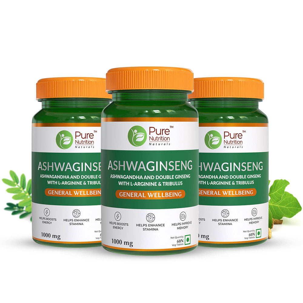 Ashwaginseng 60 Tabs  Energy & Improves Stamina with Ashwagandha, Ginseng & Herbal Extracts