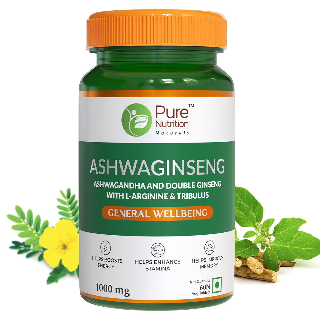 Ashwaginseng 60 Tabs  Energy & Improves Stamina with Ashwagandha, Ginseng & Herbal Extracts