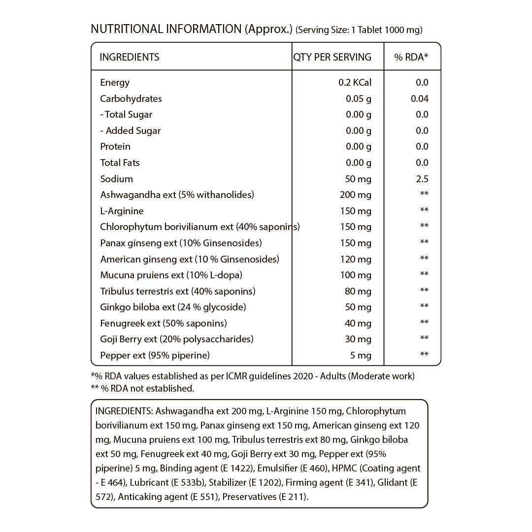 Ashwaginseng 60 Tabs  Energy & Improves Stamina with Ashwagandha, Ginseng & Herbal Extracts