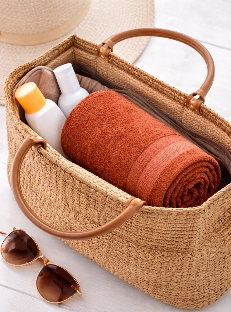 Bamboo Bath Towel – Ultra Soft, Quick Dry & Eco-Friendly Luxury Care | Rust and Beige | Pack of 2