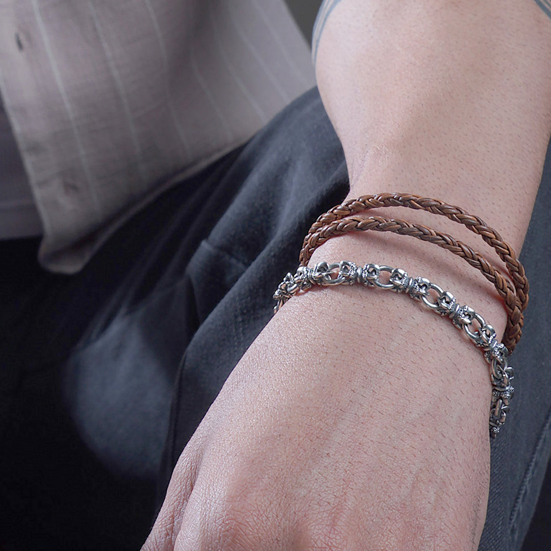 Vajra- Link chain bracelet in Oxidized 925 Sterling Silver