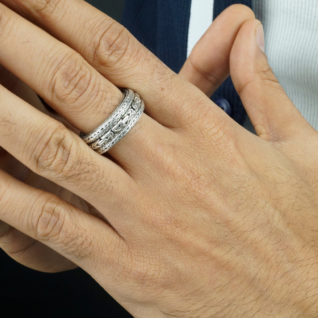 Bali woven ring in Sterling silver