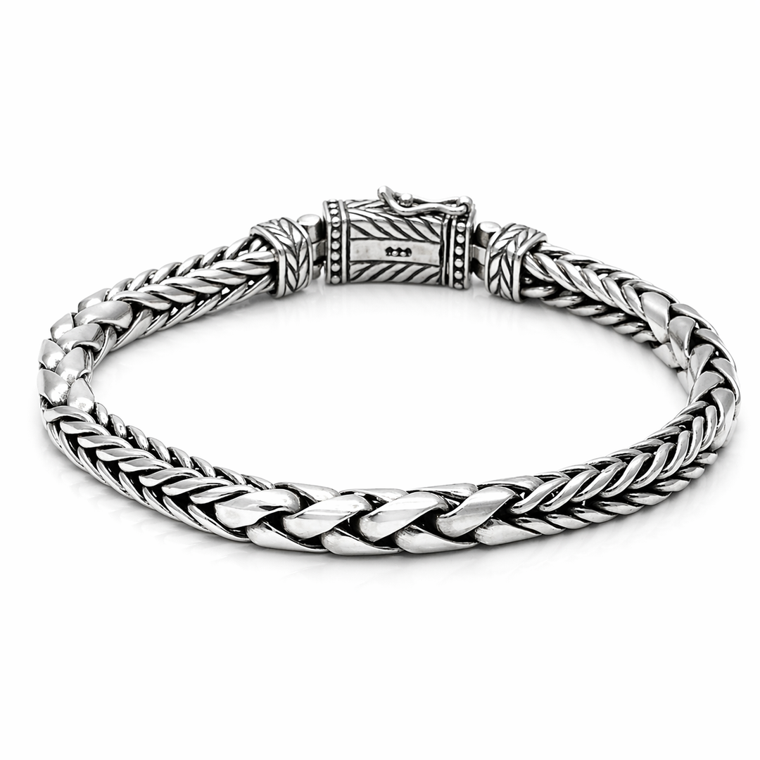 Dual Woven Bali Link Bracelet in 925 sterling silver
