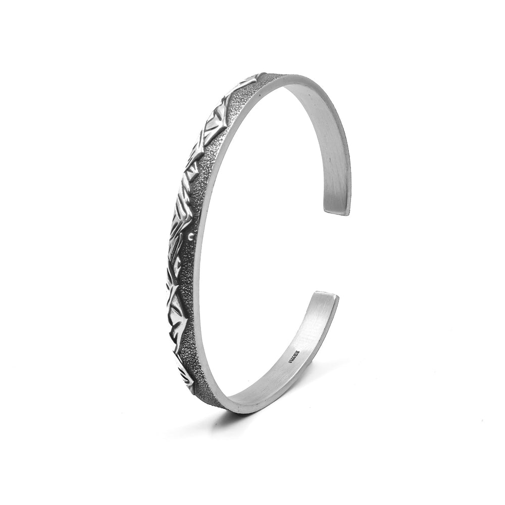 Mountain cuff bracelet in oxidixed 925 sterling silver