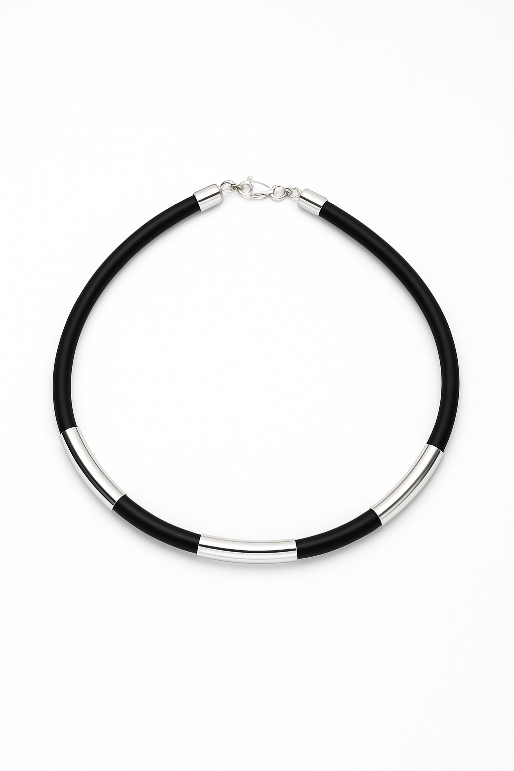 Axis- Minimal 925 sterling silver silicon rubber bracelet.