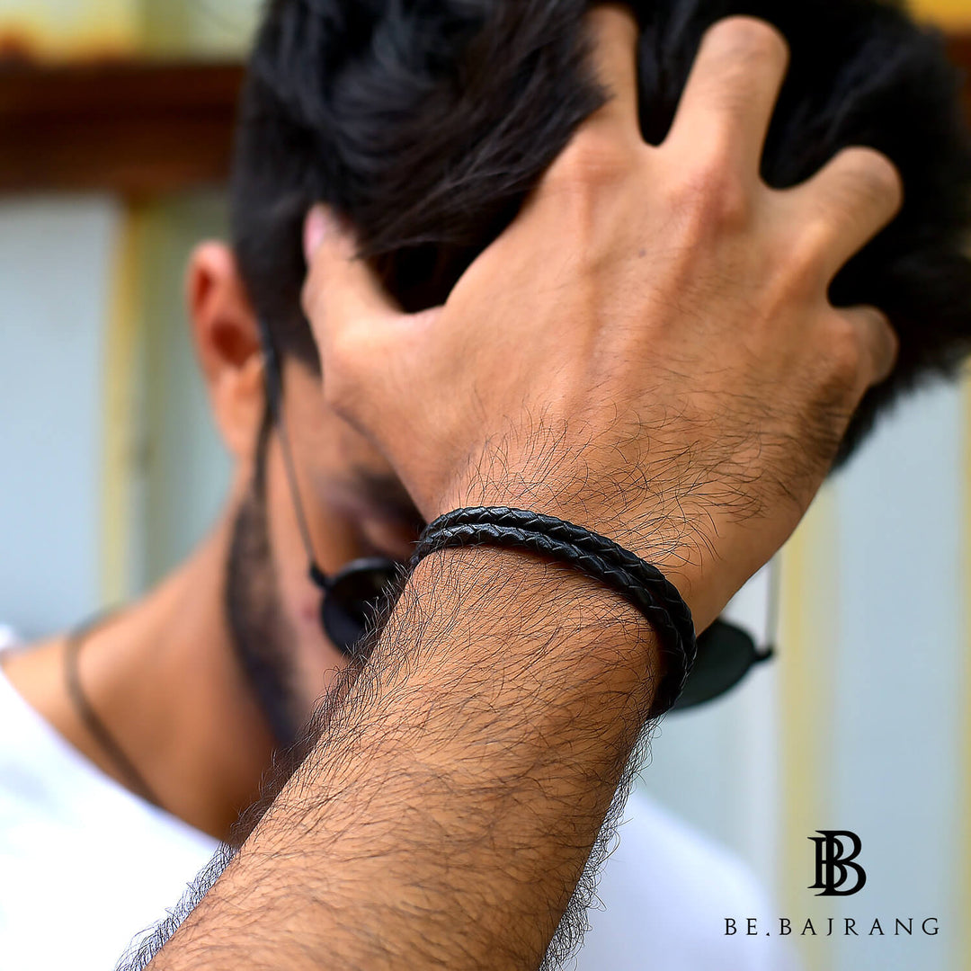 4mm Double Wrap Bracelet in Genuine Black Leather