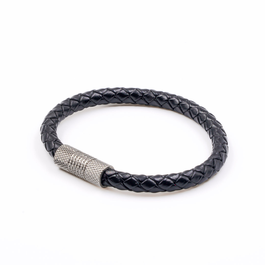 5mm Round bracelet in Genuine Black Leather