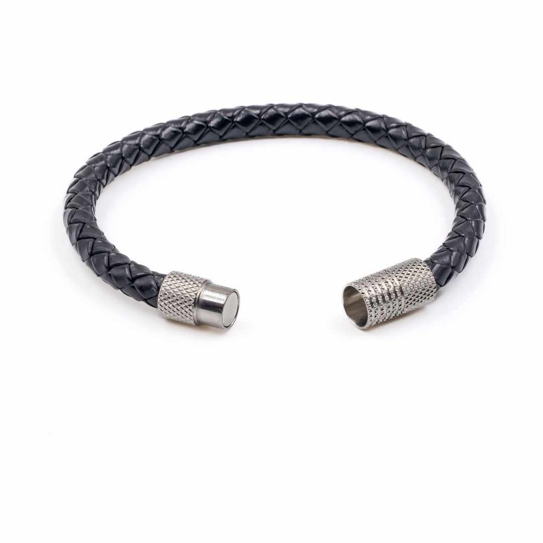 5mm Round bracelet in Genuine Black Leather