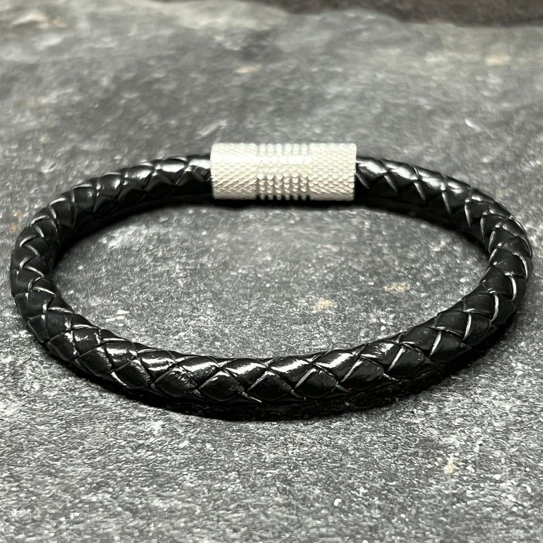5mm Round bracelet in Genuine Black Leather