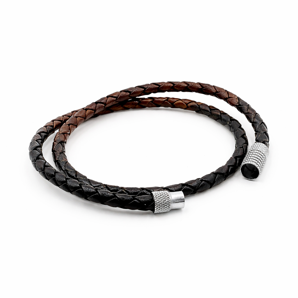 4mm Double Wrap Bracelet in multicolour leather