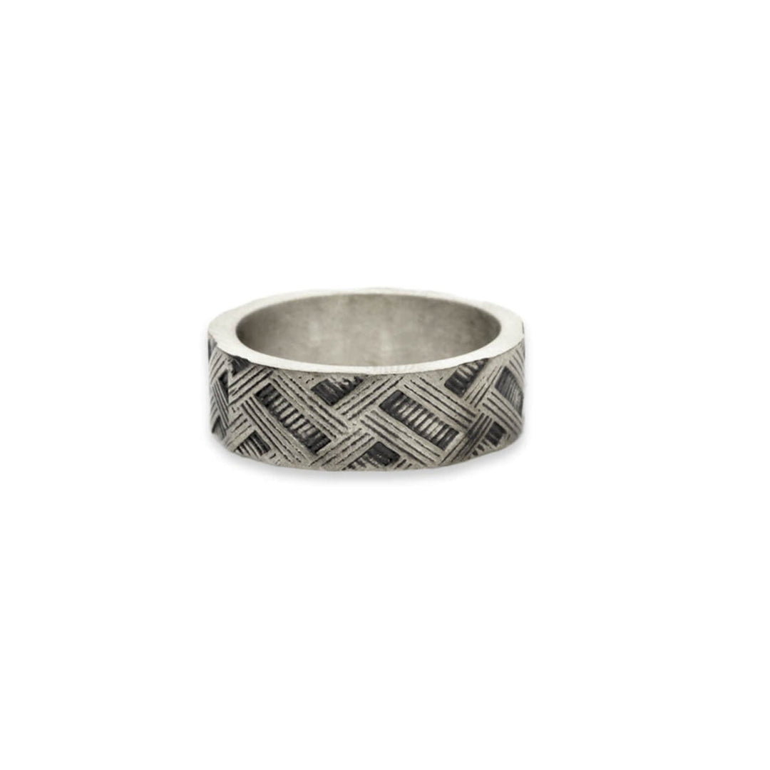 Cross Hatch Ring in Matte Oxidized 925 Sterling Silver