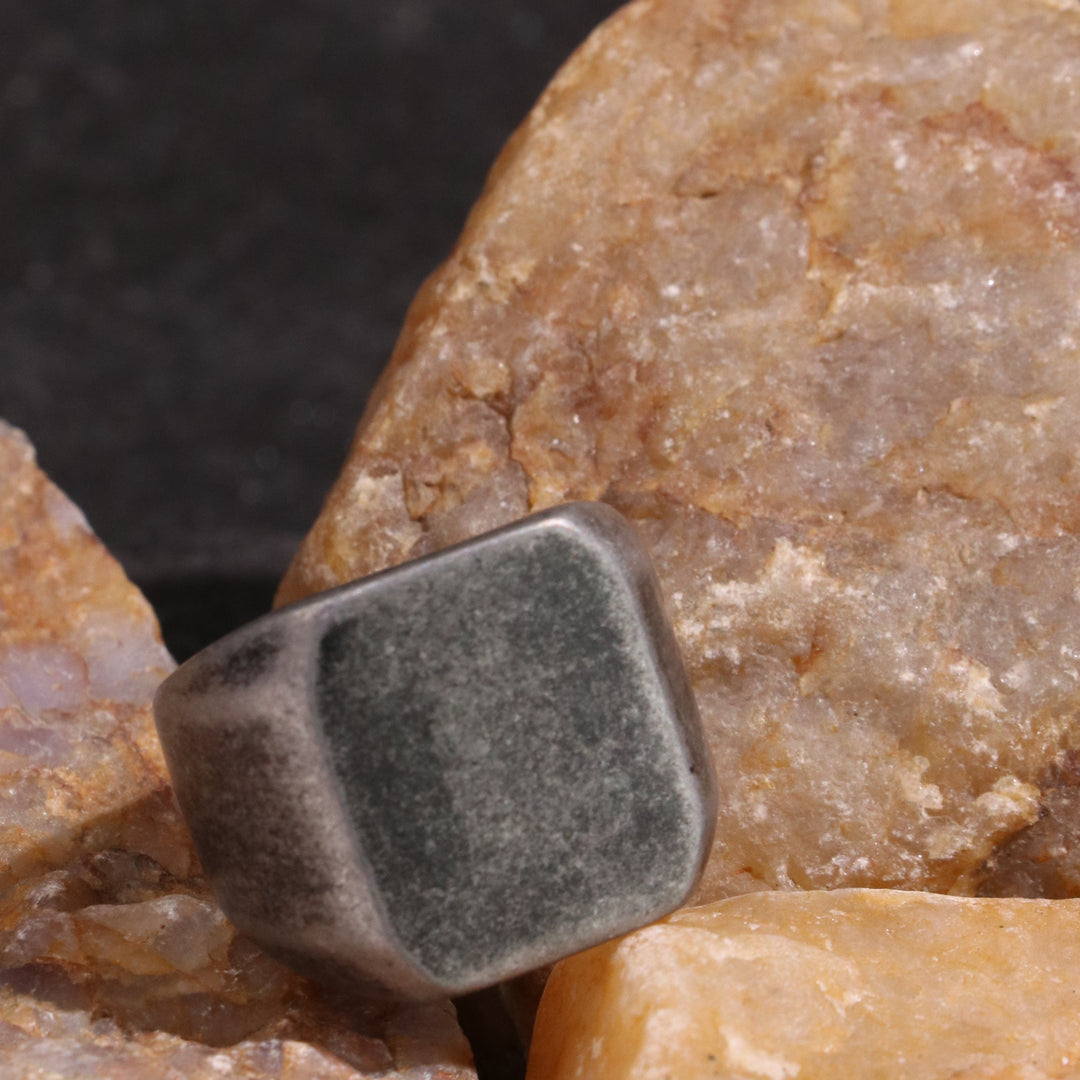Solid Signet ring in Vintage oxidized finish