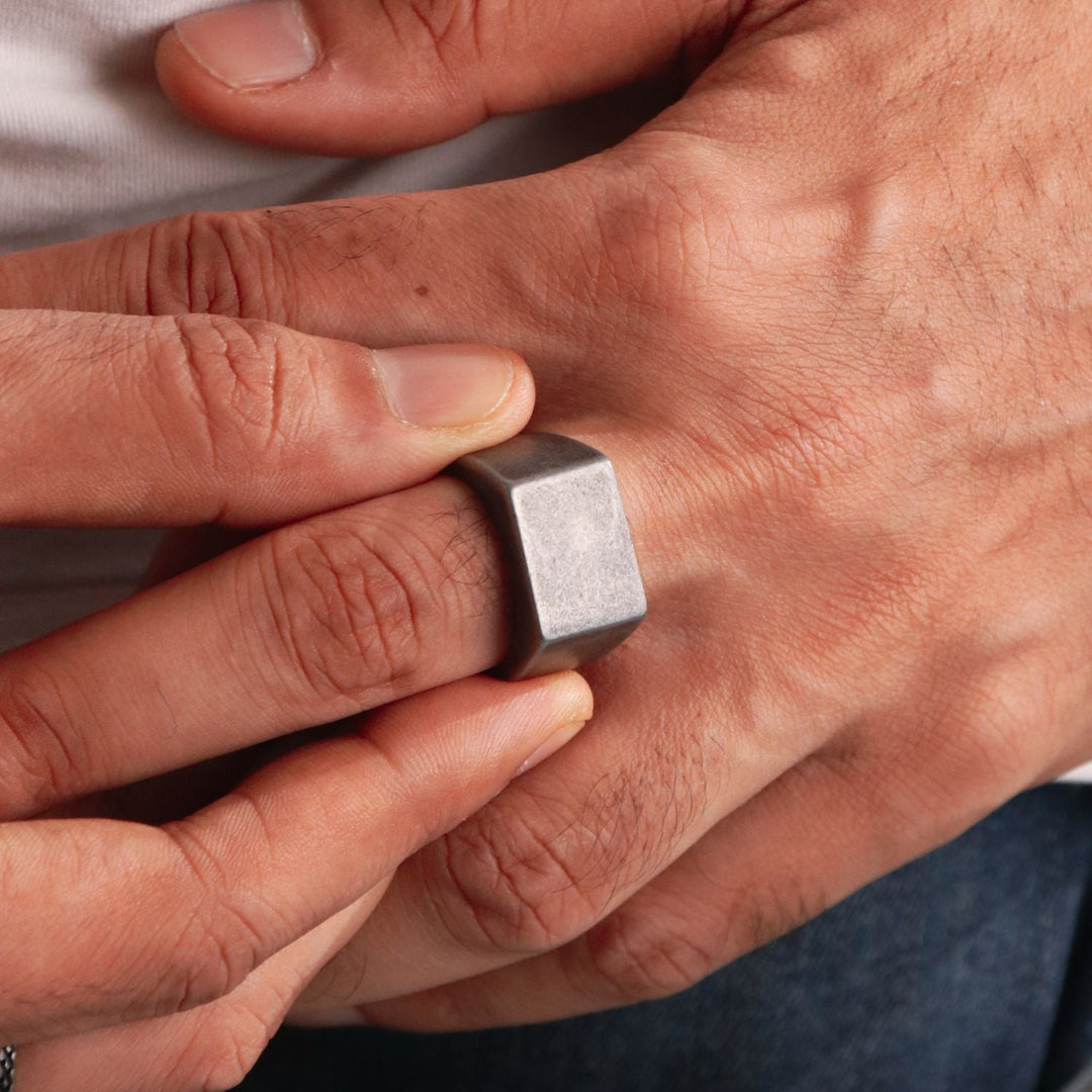 Solid Signet ring in Vintage oxidized finish