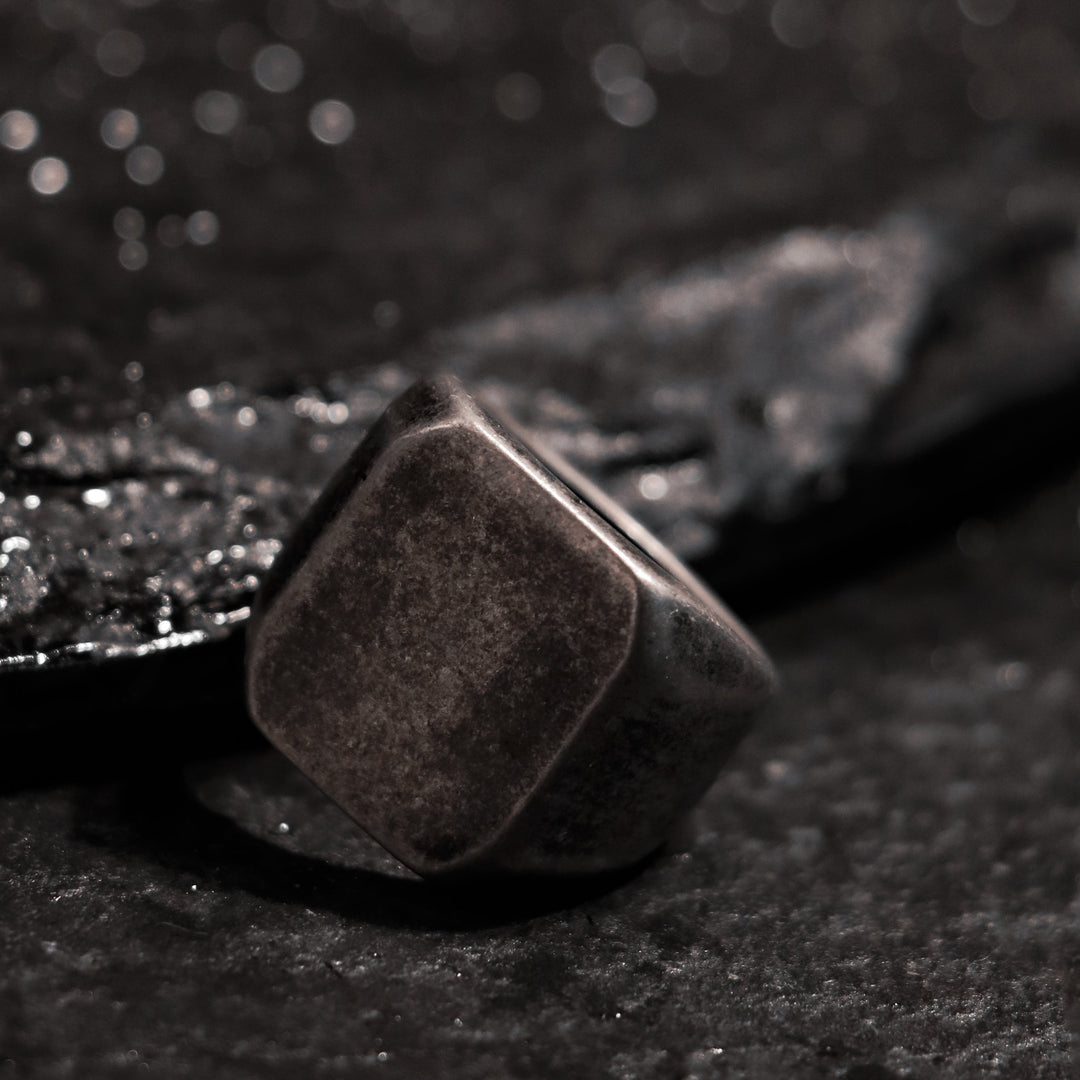 Solid Signet ring in Vintage oxidized finish