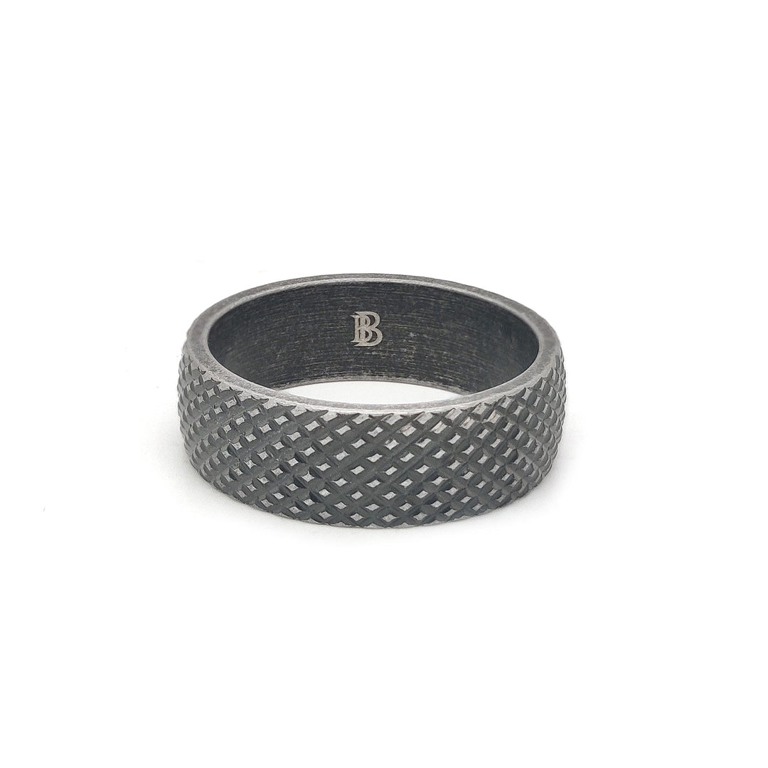 Classic Diamond textured Ring in  Gunmetal finish