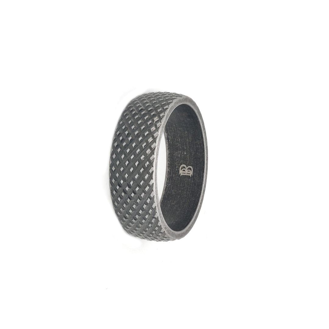 Classic Diamond textured Ring in  Gunmetal finish