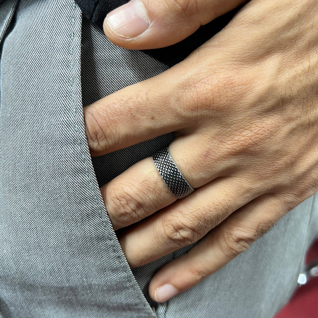 Mens textured Ring Combo