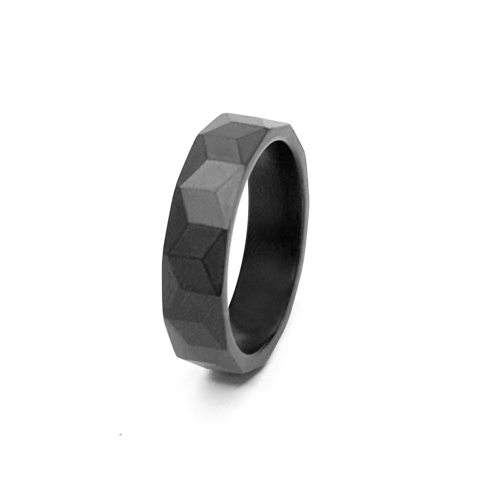 Matte Black Geometric Triangular Ring