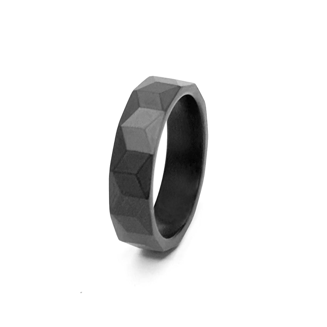 Matte Black Geometric Triangular Ring