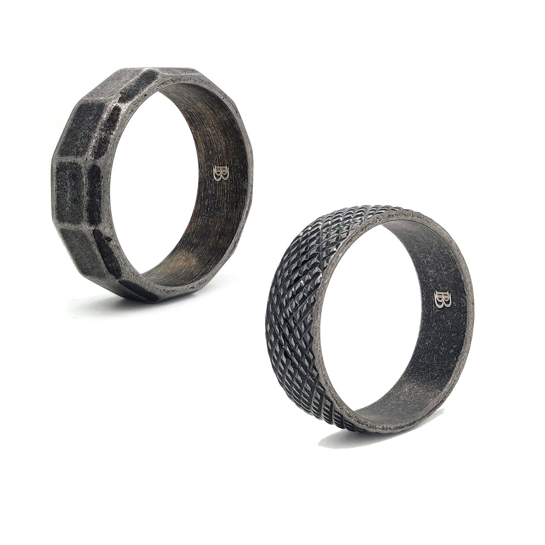 Mens textured Ring Combo