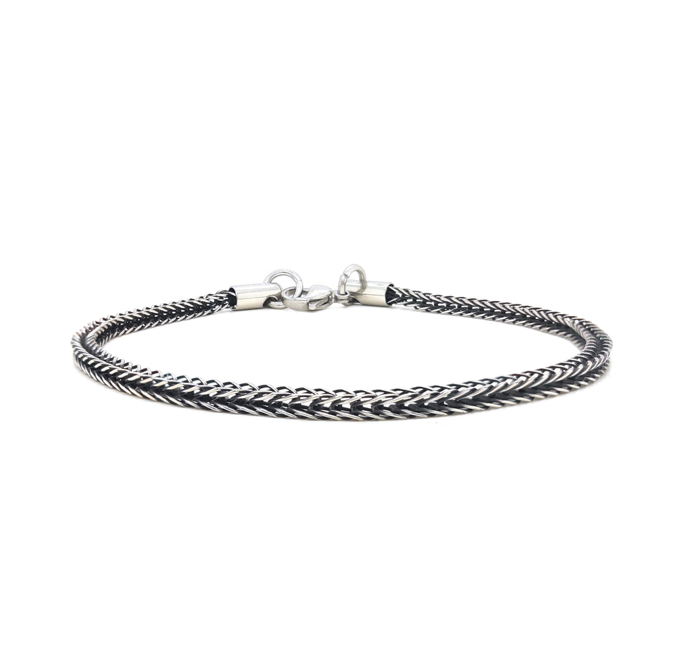 Foxtail Chain  Bracelet in  Oxidized Finish.
