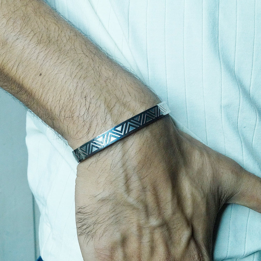Aztec silver Stainless steel kada Bangle for men