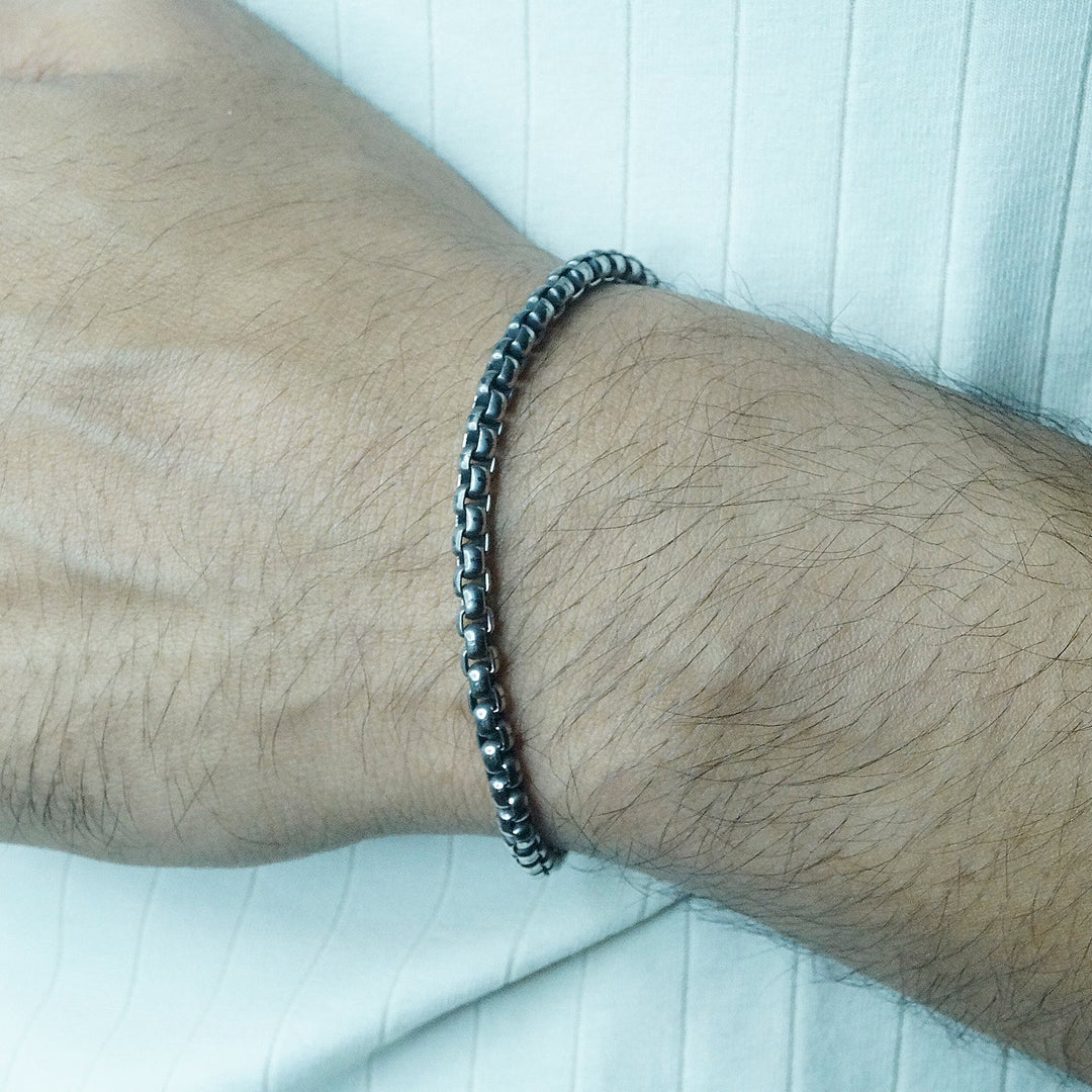 Box Chain & Bracelet combo in Oxidized finish