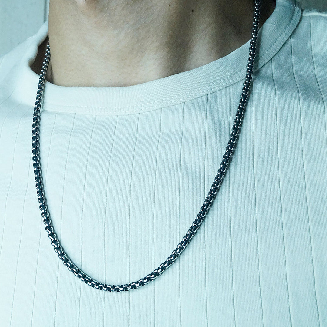 Box Chain & Bracelet combo in Oxidized finish