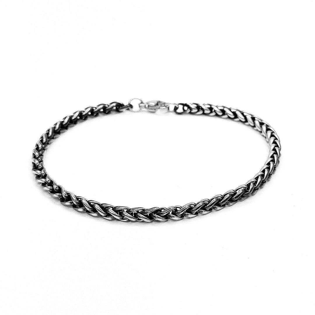Minimal Braided Chain & Bracelet combo in Oxidized finish