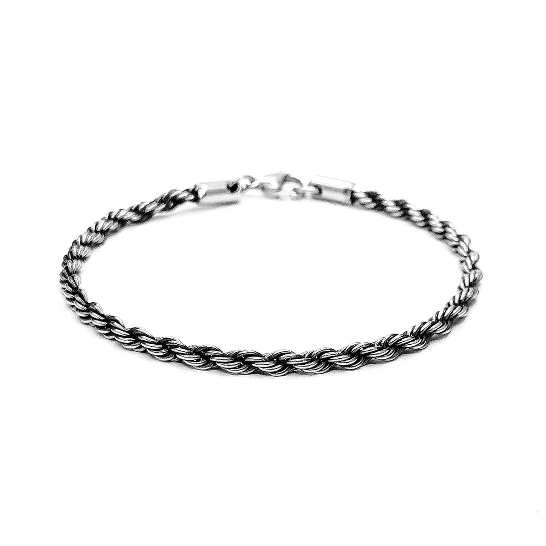 Twisted rope Chain & Bracelet combo in Oxidized finish