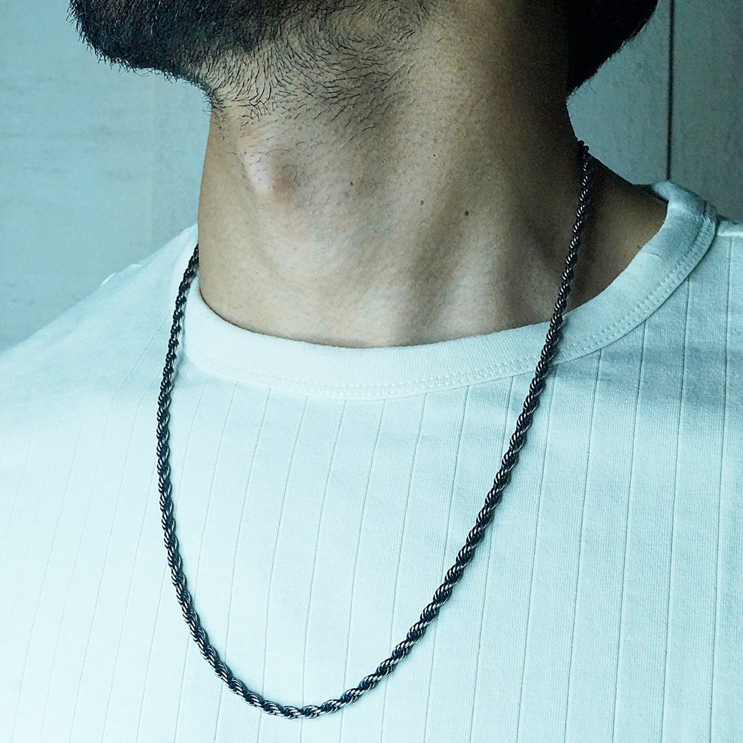Twisted rope Chain & Bracelet combo in Oxidized finish