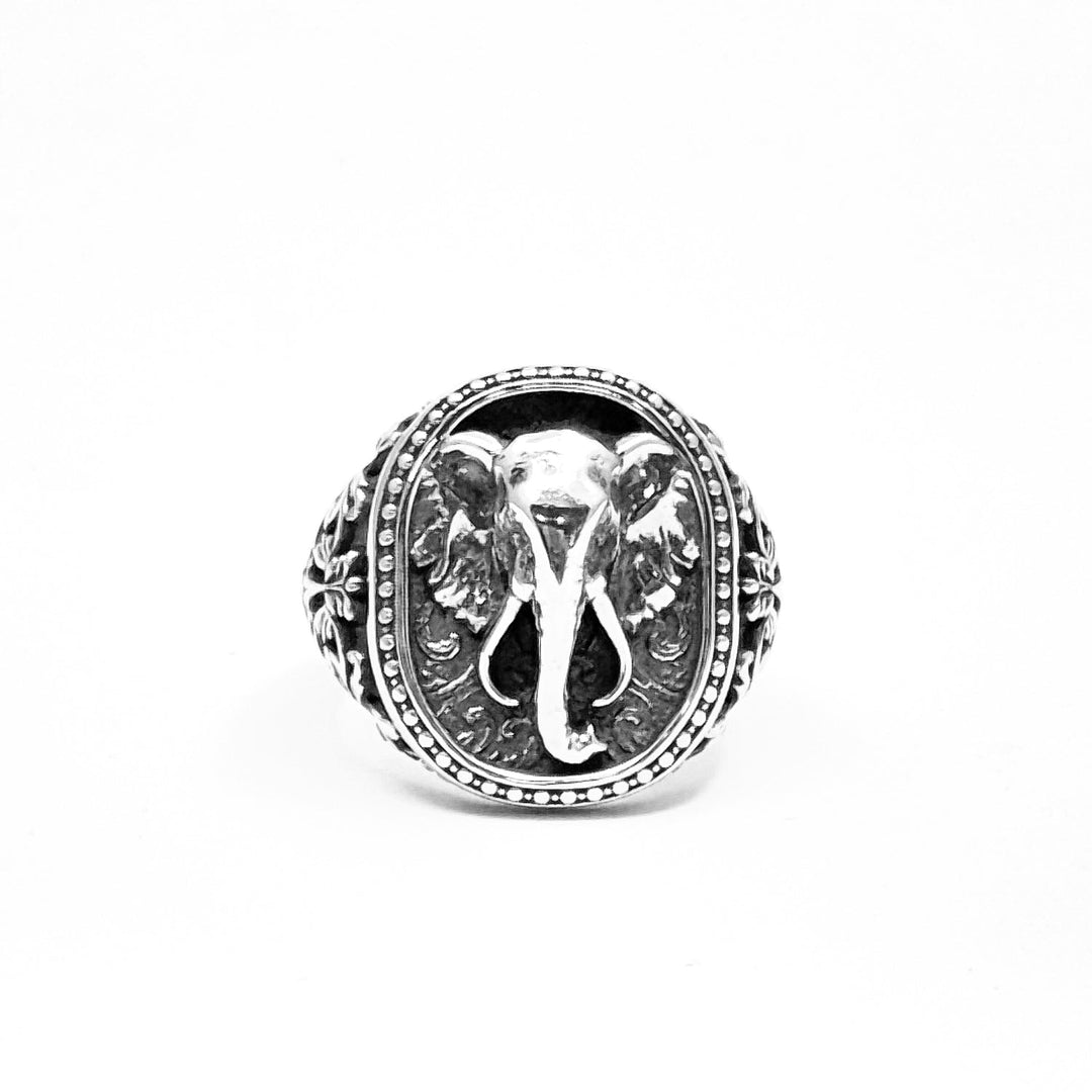 The Elephant Head Filigree Ring in Oxidized 925 sterling silver