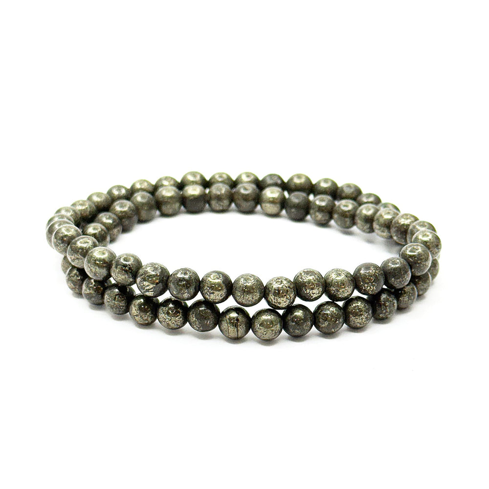 Money magnet Pyrite stone Two Layer Wrap Bracelet
